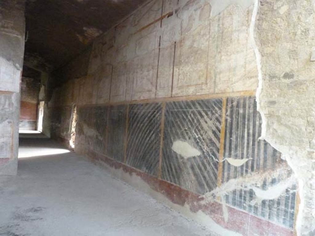 Oplontis, September 2015. Corridor 46, looking west along the north wall.