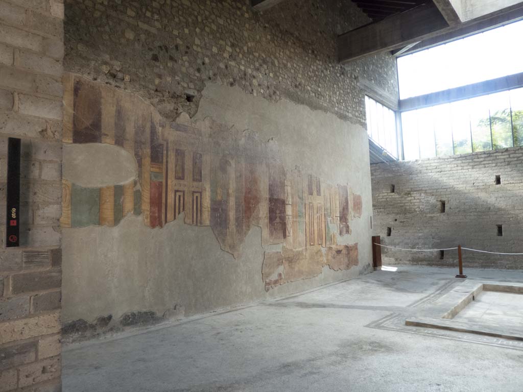Oplontis Villa of Poppea, January 2023. Room 5, looking south along west wall of atrium. Photo courtesy of Miriam Colomer.

