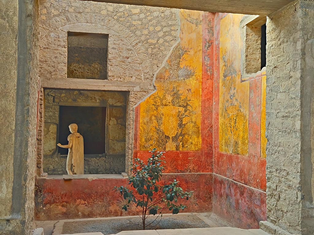 Oplontis Villa of Poppea, October 2022. 
Room 69, north wall with window into room 70, and through to window into room 73/74. Photo courtesy of Klaus Heese.
