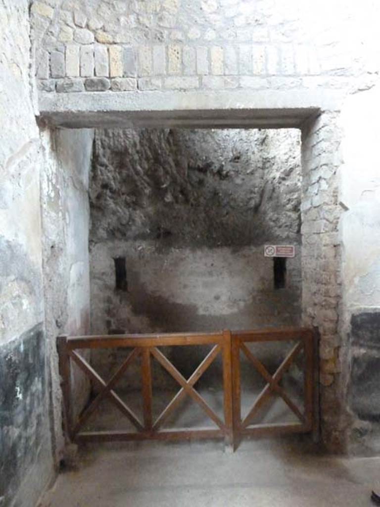 Oplontis, September 2015. Room 93, doorway in north wall into room 95, still partly unexcavated.