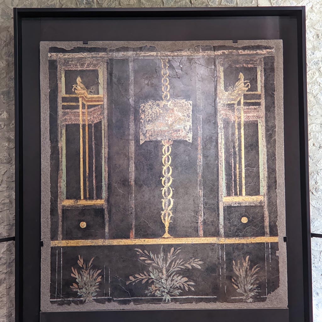 Gragnano, Villa rustica in Località Carmiano, Villa A. Cubiculum 8 south wall. April 2022.
Photo courtesy of Giuseppe Ciaramella.