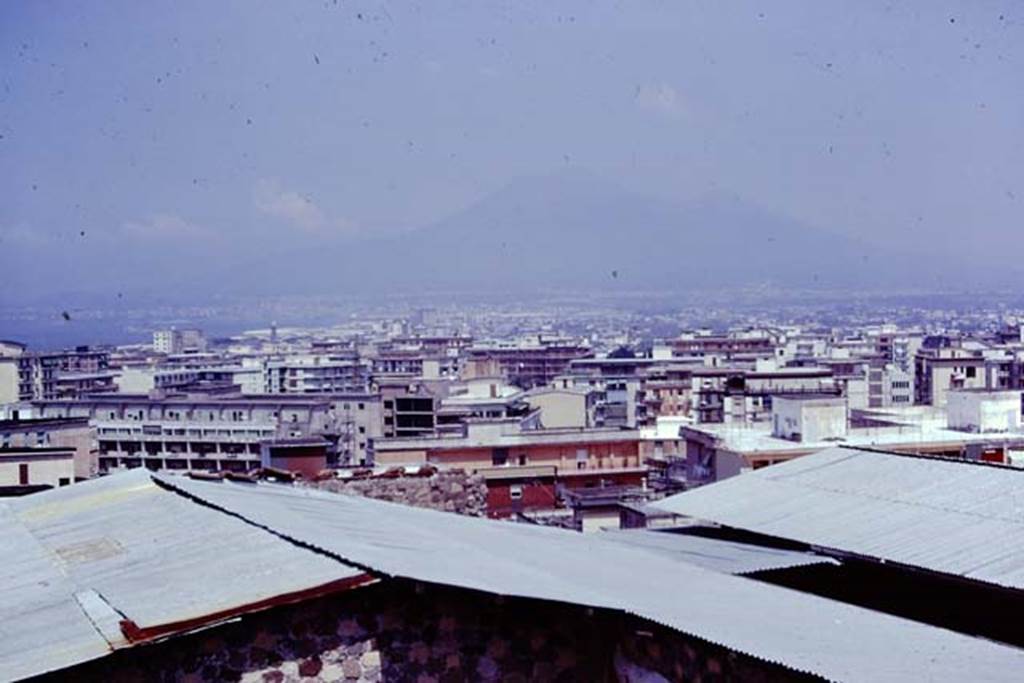 Looking north towards Vesuvius across Castellammare di Stabia, from the ridge of Varano. 1976. Photo by Stanley A. Jashemski.
Source: The Wilhelmina and Stanley A. Jashemski archive in the University of Maryland Library, Special Collections (See collection page) and made available under the Creative Commons Attribution-Non Commercial License v.4. See Licence and use details. J76f0510