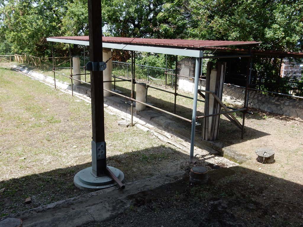 Stabiae, Villa Arianna, June 2019. North-east corner of large peristyle. Photo courtesy of Buzz Ferebee.