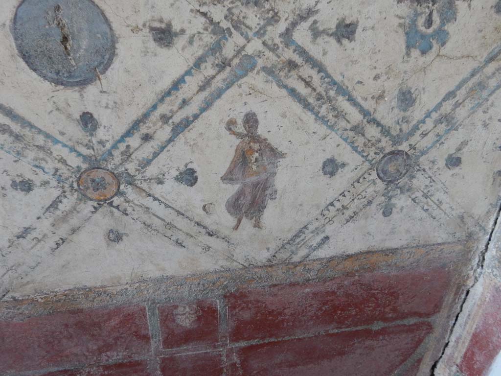 Stabiae, Villa Arianna, June 2019. Room 9, east wall at south end, near zoccolo. Photo courtesy of Buzz Ferebee.