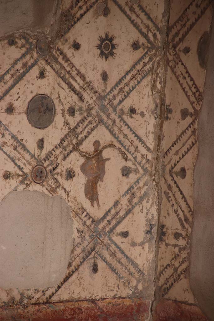 Stabiae, Villa Arianna, October 2020. 
Room 9, painted panel from south wall in south-west corner. Photo courtesy of Klaus Heese.
