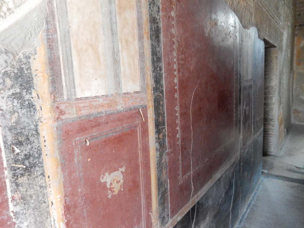 Stabiae, Villa Arianna, June 2019. Corridor 8, detail from east wall. Photo courtesy of Buzz Ferebee.