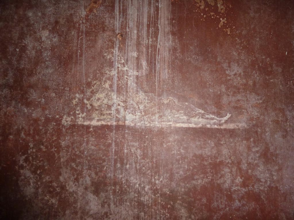 Stabiae, Villa Arianna, September 2015. Room 5, detail of figure from central panel of south wall.