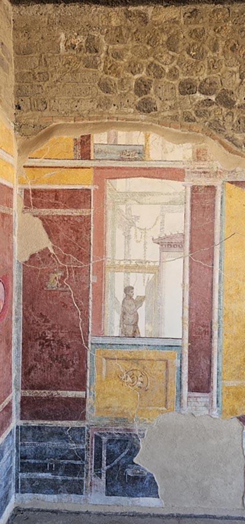Stabiae, Villa Arianna, December 2023.
Room 7, south end of west wall. Photo courtesy of Miriam Colomer.

