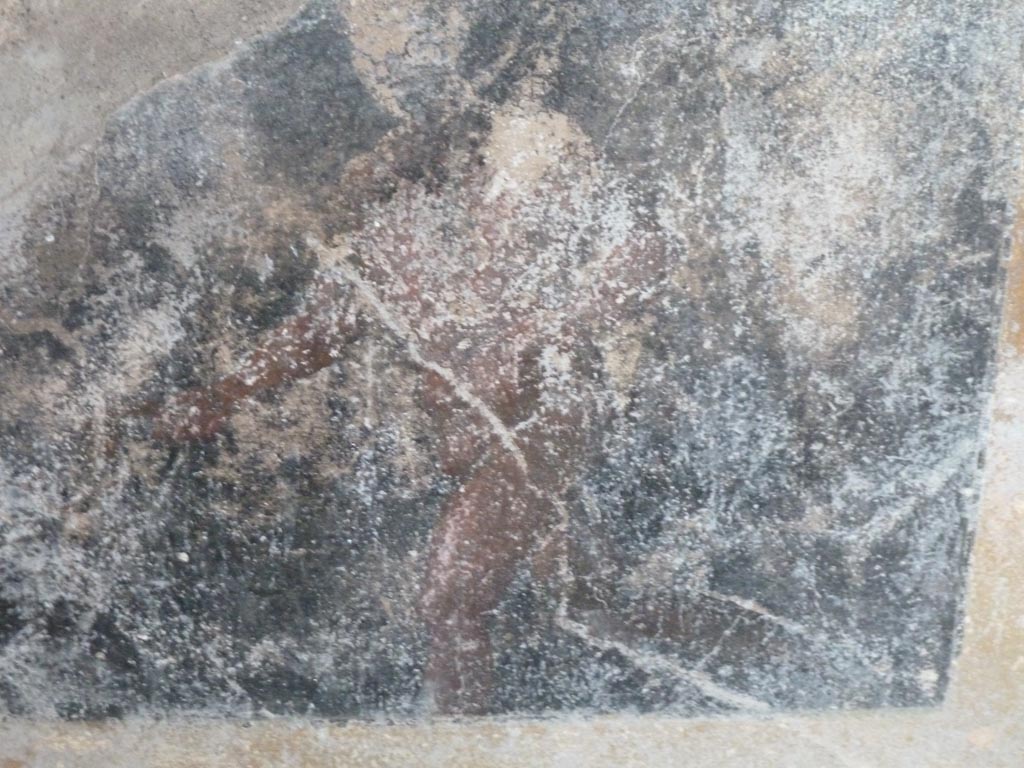 Stabiae, Villa Arianna, September 2015. Room 3, detail of zoccolo at north end of east wall in anteroom.