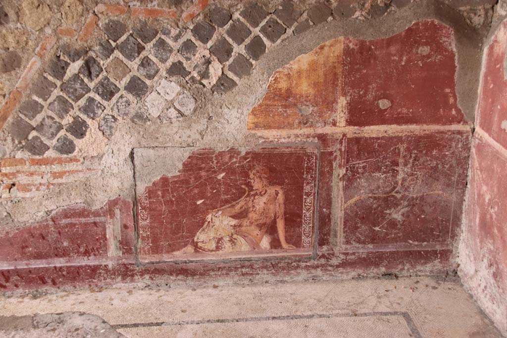 Stabiae, Villa Arianna, October 2020. Room 2, looking towards the zoccolo of the east wall in the south-east corner. Photo courtesy of Klaus Heese.