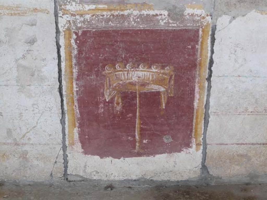 Stabiae, Villa Arianna, May 2010. Room 1, detail from central panel in zoccolo of south wall. Photo courtesy of Buzz Ferebee.