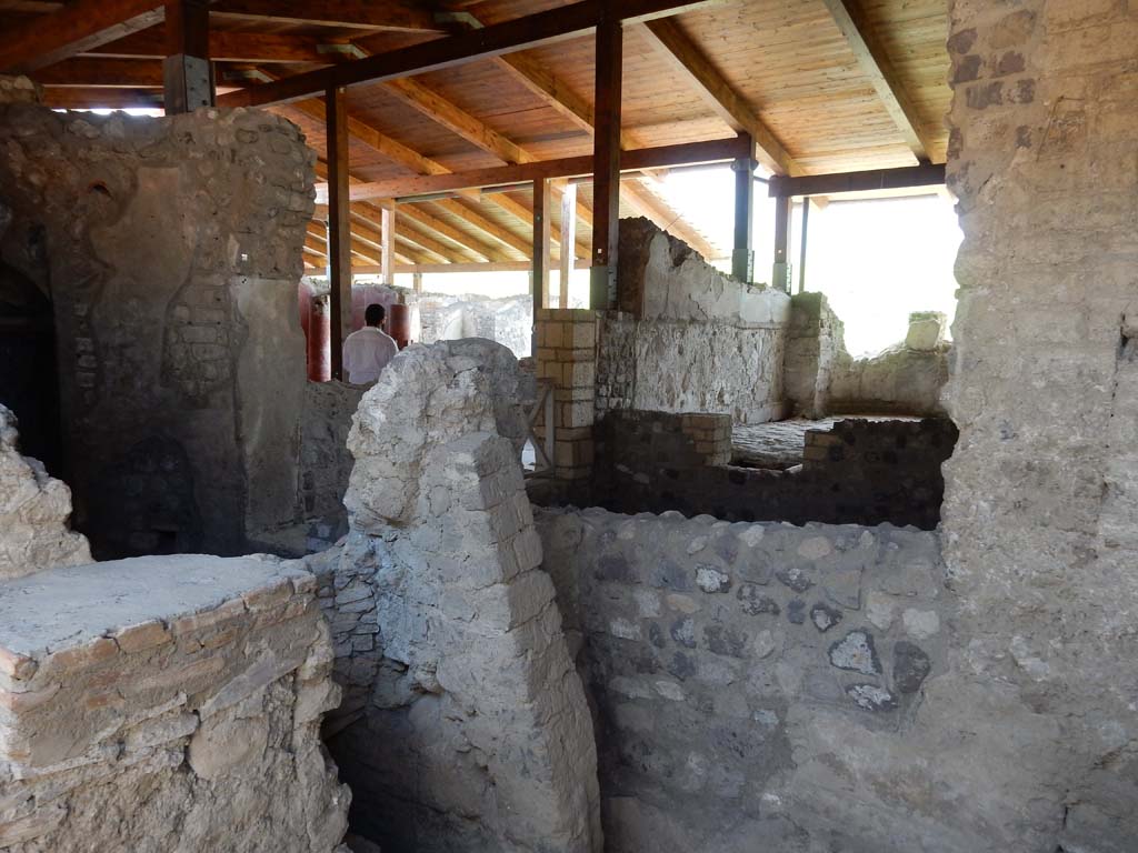Stabiae, Villa Arianna, June 2019. Room 28, looking west towards room 31, the tepidarium.
Photo courtesy of Buzz Ferebee.
