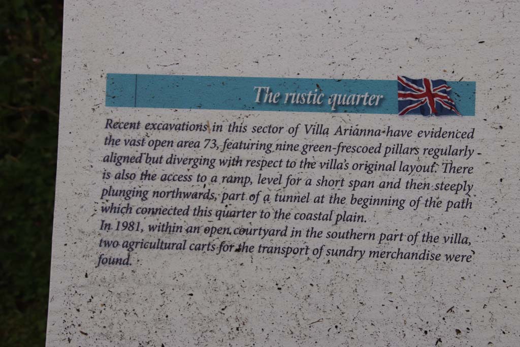 Stabiae, Villa Arianna, October 2020. Information card. Photo courtesy of Klaus Heese.