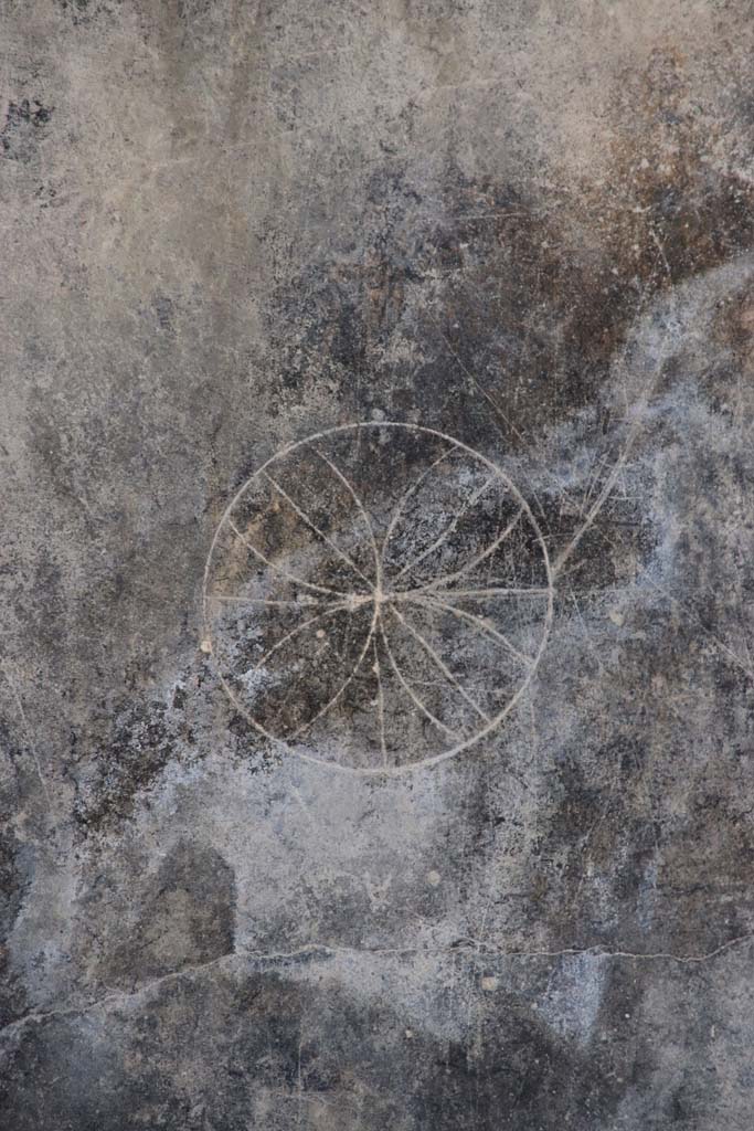 Stabiae, Villa Arianna, September 2021. 
W.22, west portico of courtyard, detail from lower right of panel, between rooms W.26 and corridor W.27. Photo courtesy of Klaus Heese.
