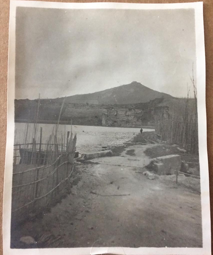 Vesuvius, August 27, 1904. Looking up to summit from a waterside location. 
Photo courtesy of Rick Bauer.
