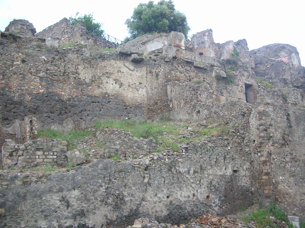 VIII.2.A, on left, VIII.2.1, on right, Pompeii. May 2010. 
Looking north towards rear lower levels, continuation from above. Photo courtesy of Ivo van der Graaff.
