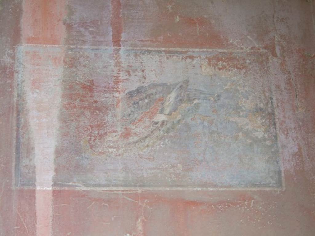 I.9.12 Pompeii. March 2009. Room 3, painted panel of duck on east wall at south end.