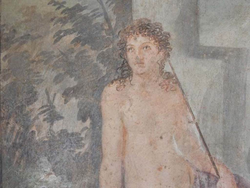 II.2.2 Pompeii. May 2016. Room “k”, detail of Narcissus on east wall of summer dining room. Photo courtesy of Buzz Ferebee.