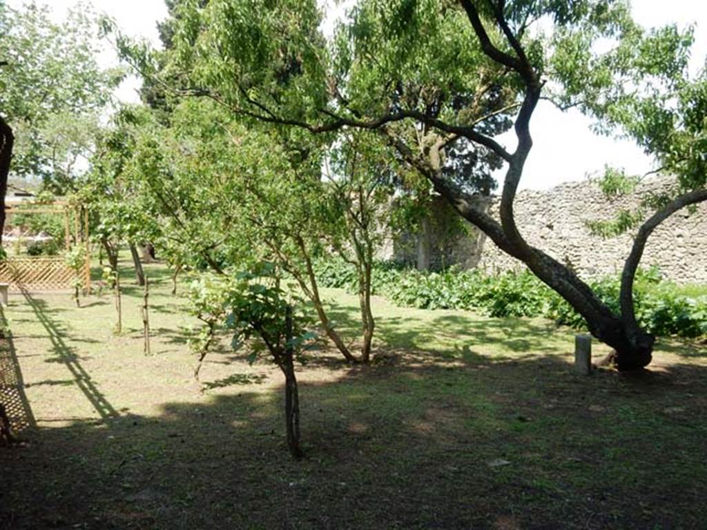 II.2.2 Pompeii. May 2016. Room “l”, garden. Looking north along east side of garden. A marble puteal is now in place on the left of the picture.
Photo courtesy of Buzz Ferebee.