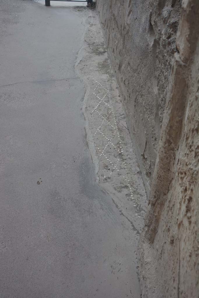 II.2.2 Pompeii. July 2017.
Entrance corridor/fauces 1, looking south along remaining pattern on west side.
Foto Annette Haug, ERC Grant 681269 DÉCOR.