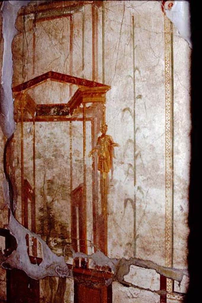 II.2.2 Pompeii. 1968. Room “d”, detail of central painting on north wall.
Photo by Stanley A. Jashemski.
Source: The Wilhelmina and Stanley A. Jashemski archive in the University of Maryland Library, Special Collections (See collection page) and made available under the Creative Commons Attribution-Non Commercial License v.4. See Licence and use details.
J68f0304