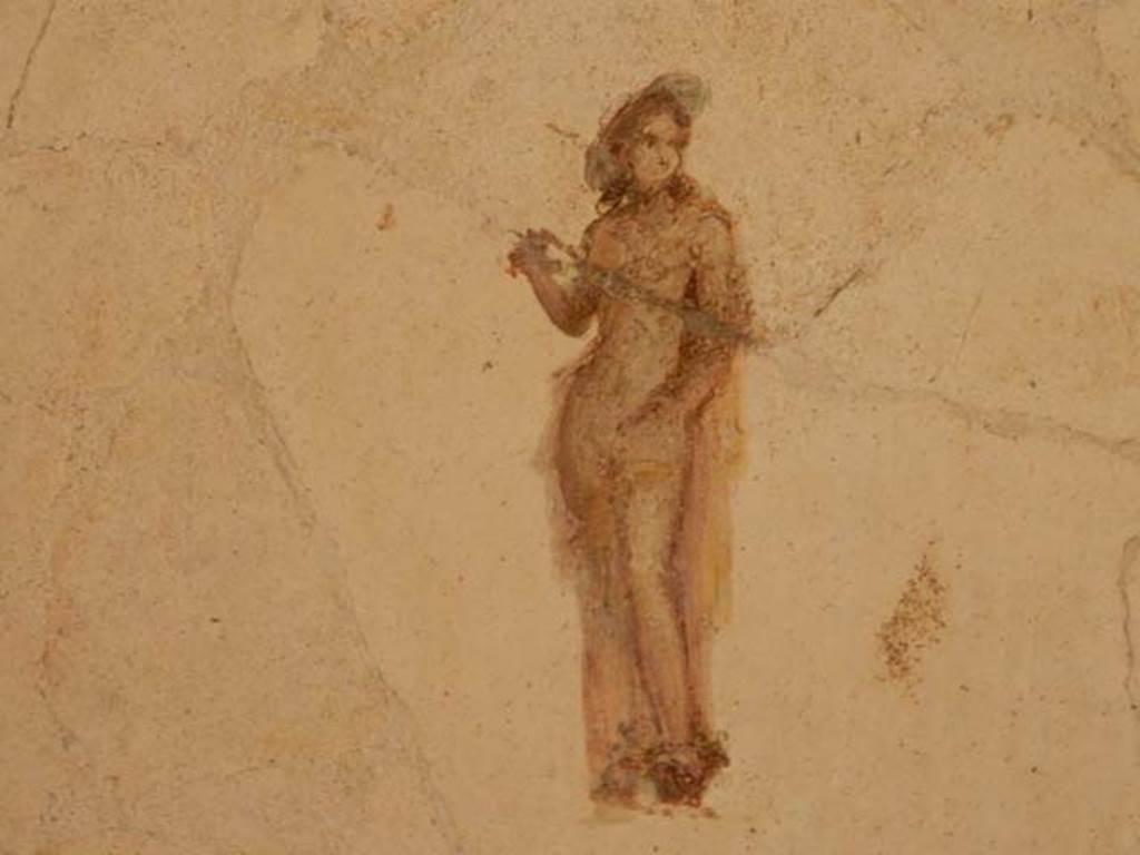 II.2.2 Pompeii. May 2016. Room “f”, painted figure from panel at west end of north wall.
Photo courtesy of Buzz Ferebee.