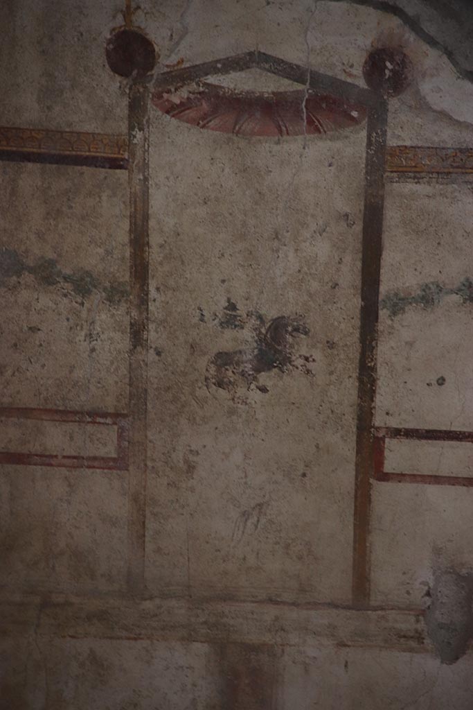 IX.12.9 Pompeii. October 2024. 
Room 13, detail from upper south wall in south-east corner. Photo courtesy of Klaus Heese
